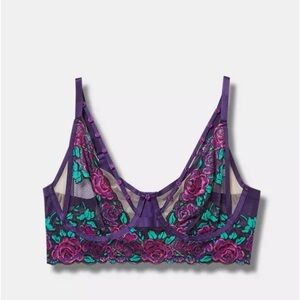 Torrid Purple and Pink Floral Lace Bra